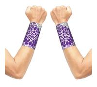 Meymuise Sweat Wristbands, Modern Purple And Gray Floral | 2 PCS Elastic Compression Sweatbands Moisture Wicking Soft Breathable Wrist Support Arm Bands for Gym Sports Exercise