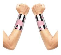 Meymuise Sweat Wristbands, Romantic Heart Rose Gold Sequin Stripe | 2 PCS Elastic Compression Sweatbands Moisture Wicking Soft Breathable Wrist Support Arm Bands for Gym Sports Exercise