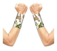 Meymuise Sweat Wristbands, Tropical Vintage Banana Tree Cheetah Flower | 2 PCS Elastic Compression Sweatbands Moisture Wicking Soft Breathable Wrist Support Arm Bands for Gym Sports Exercise