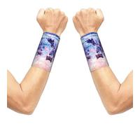 Meymuise Sweat Wristbands, Winter Snow Wolves Family | 2 PCS Elastic Compression Sweatbands Moisture Wicking Soft Breathable Wrist Support Arm Bands for Gym Sports Exercise