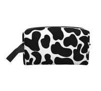 Meymuise Toiletry Bag, Black Cow Spots Animal Print | Padded Large Makeup Bags with Handle for Travel Essentials, Toiletries Cosmetics Shaving Accessories Gym