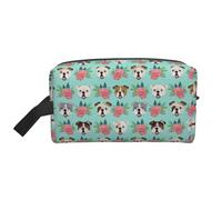 Meymuise Toiletry Bag, English Bulldog Faces Vintage Florals | Padded Large Makeup Bags with Handle for Travel Essentials, Toiletries Cosmetics Shaving Accessories Gym