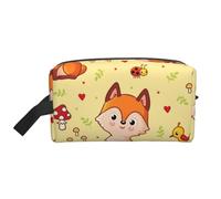 Meymuise Toiletry Bag, Fox and Mushroom Pattern | Padded Large Makeup Bags with Handle for Travel Essentials, Toiletries Cosmetics Shaving Accessories Gym