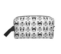 Meymuise Toiletry Bag, French Bulldog Pattern in Vintage Style | Padded Large Makeup Bags with Handle for Travel Essentials, Toiletries Cosmetics Shaving Accessories Gym