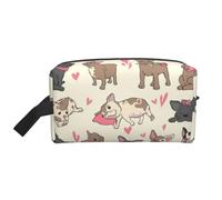 Meymuise Toiletry Bag, French Bulldog Puppy Domestic Pet Playing | Padded Large Makeup Bags with Handle for Travel Essentials, Toiletries Cosmetics Shaving Accessories Gym