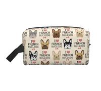 Meymuise Toiletry Bag, French Bulldog Seamless Pattern in Vintage Style | Padded Large Makeup Bags with Handle for Travel Essentials, Toiletries Cosmetics Shaving Accessories Gym