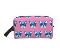 Meymuise Toiletry Bag, French Bulldog with Glasses (2) | Padded Large Makeup Bags with Handle for Travel Essentials, Toiletries Cosmetics Shaving Accessories Gym