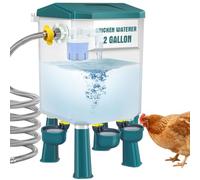 Meyoppm 2 Gallon Automatic Chicken Waterer with Precision Float Valve, Heavy-Duty Gravity Fed Auto Refill Dispenser, Wall-Mount & Freestanding, Leak-Proof for Backyard Coops, Chickens Ducks Geese
