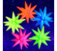MEYSIMOON Glow in The Dark Party Supplies 5Pcs Starburst Balloons -Neon Party Decorations,Foil Explosion Balloons for UV Blacklight, Birthday, Wedding, Night Disco & Neon Parties Assembly Required