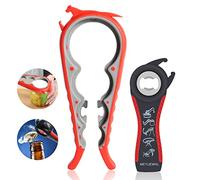 MEYUEWAL 6 in 1 Lid Opener - Bottle, Jar, & Can Opener for Seniors with Arthritis or Weak Hands - Heavy Duty & Smooth Edge, Red