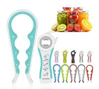 MEYUEWAL Jar Opener for Weak Hands - 5 in 1 Multi Function Can Opener Bottle Opener Kit with Silicone Handle Easy to Use for Children, Elderly and Arthritis Sufferers (White Green）