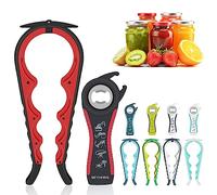 MEYUEWAL Jar-red 5 in 1 Multi-Functional Bottle, Jar, and Can Opener with Silicone Handle Easy to Use for Children, Elderly and Arthritis Sufferers