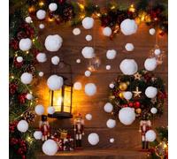 Meyunfeng 6 Pcs Winter Snowball Garland with Invisible Clear Fishing Wire, 2M Floating Fake Snow Hanging Decorations for Christmas Tree, Ceiling, Party and Photo Backdrop