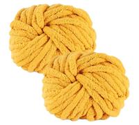 MeYuxg 2 x 250 g Ball of Chunky Wool, Soft Chenille Yarn for Knitting, Wool Yarn for Crochet and Knitting Blankets Scarf Hat, Creative Hobbies DIY Ginger Yellow