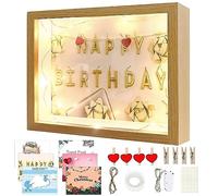 MeYuxg 3D Picture Frame 27x22cm Deep 3D Frame 3cm Deep with LED Light 1m and 6 Themed Pictures for Flowers, Photos, Postcards (Wood)