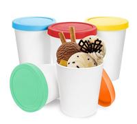 MeYuxg 5 Pack Ice Cream Containers 1Qt/1.3L, Reusable Ice Cream Tubs with lids, Freezer Storage IceCream Tubs for Sorbet and Gelato, Sorbet Dishwasher Safe (Blue, Red, Green, Orange, Yellow)