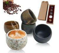 MeYuxg Ceramic Espresso Cups Set of 5, Double Walled Espresso Coffee Mugs for Nespresso Cups, Glazed Demitasse Cups Expresso Coffee Cup with Gift Box