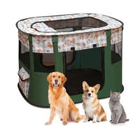 MeYuxg Foldable Dog Fences, Puppy Playpen, Portable Playpen for Puppies, Kittens, Rabbits, M (Dark Green)