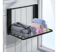 MeYuxg Magnetic Shelf Washing Machines, 41 x 25 cm, Extendable Magnetic Shelf, Washing Machine Organiser for Towels, Hangers, Dirty Laundry, for Fridge Washing Machine (Black)