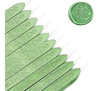 MeYuxg Pack of 10 Sealing Wax Green with Wicks, Vintage Sealing Wax, Wax Seal Stick, Sealing Wax, Sealing Wax Green for Letter Seals & Wax Seal Stamp (Light Green)
