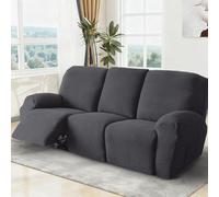MeYuxg Reclining Chair Covers Stretch Armchair Covers, Recliner Sofa Covers with Side Pocket, Couch Furniture Protector with Elastic Bottom, 3 Seater, Dark Gray