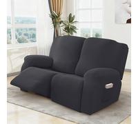 MeYuxg Reclining Chair Covers Stretch Armchair Covers, Recliner Sofa Covers with Side Pocket, Couch Furniture Protector with Elastic Bottom, 2 Seater, Dark Gray