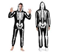 MeYuxg Skeleton Costume Women Men, Unisex Onesie, Halloween Pyjamas for Adults, Halloween Suit, Halloween Jumpsuit for Carnival Cosplay (XL)