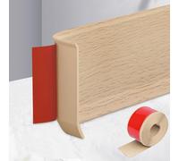 MeYuxg Soft Skirting Board, Self-Adhesive, PVC Skirting Board, Self-Adhesive, 15 cm x 3.0 m, Floor Boards, Wall End Strip, Kitchen, Transition Rail for Living Room, Bedroom (Maple Grain)