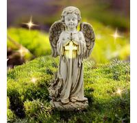 MeYuxg Solar Angel Outdoor Garden Decor Statues - 12.12 inches Solar Outdoor Sculptures for Outside Yard Art Patio Balcony Front Lawn Ornaments Gifts for Mom Grandma
