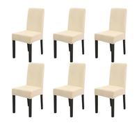 MeYuxg Stretch Velvet High Back Chair Covers, Chair Slipcover Dining Chair Protector for Wedding Party Kitchen Room Hotel Home Decor (Beige Pack of 6)