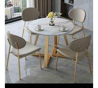 MEYVSAB Modern Round Conference Table Set With Pu Leather Seats 80Cm Office Meeting Table And Chairs For Reception Areas And Libraries,Beige-One Size