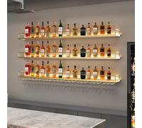 MEYVSAB Wall Mounted Metal Liquor Shelf Stylish Wine Rack For Home Bar Kitchen & Restaurant Storage Perfect For Living Room & Entertainment Spaces,Gold-No hook 120cm/47in
