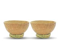Mezcal Jicaras Cups- Hand-carved Artisan Copitas from Mexico with Natural Fiber Carrizo Base Rodete The Traditional Vessel for Mezcal and Tequila, or Any Agave Spirit Set of 2 (3 ounces)