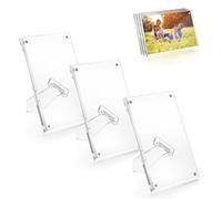 Mezchi 3 Pack 15x10cm / 6x4in Acrylic Picture Frame, Magnetic Frame, Frameless Clear Photo Frame, Freestanding Double Sided Picture Frame for Photos, Postcard, Desktop Display, Home, Office