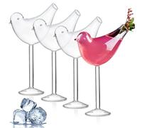Mezchi 4 Pack Bird Cocktail Glasses, 160ml/5.4 Oz Bird Shaped Martini Glass, Clear Fancy Drinking Glasses, Unique Wine Glasses for champagne, Mixed Drinks, Party, Wedding and Home decor