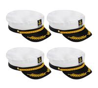 Mezchi 4 Pack White Yacht Captain Costume Hat, Adjustable Boat Sailor Hat, Navy Marine Admiral Cap, for Adult, Party Accessories, 9.8 x 5.9 x 1.9 inch