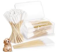 Mezchi 400 Pcs Dog Ear Cleaning Swabs with Storage Box, 6 Inch Long Cotton Swabs with Bamboo Handle for Dogs, Dog Ear Cleaner Tool for Safe Pet Ear Care