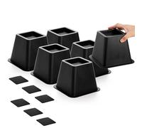 Mezchi Bed Risers 4 Inch Heavy Duty, 6 Pack Durable Plastic Furniture Lifts, Supports 2200 lbs per Leg for Bed, Sofa, Desk, Non-Slip & Stackable Design