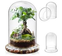 Mezchi Glass Cloche Dome with Air Hole, Plant Terrarium for Plants, 5.9 x 8.3 Inches Large Terrarium Bell Jar with Base, Closed Terrarium for Moss, Miniature Gardening Landscape, No Plants