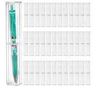 Mezchi Pen Box, 50 Pack Clear Acrylic Pen Gift Boxes, Reusable Waterproof Pen Display Case for Jewelry Gift, Single Pen, School Office Supplies, Modern Design, 6.1 x 1 inches