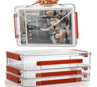 Mezchi Set of 3 Portable Paper Storage Box Organizer, 22.5 X 35.5 X 4/6CM Clear Plastic File Storage Box with Lids, Stackable Document Box Project Case for Organizing A4 File Paper, School Supply