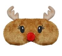 Mezeic Sleep Mask Christmas Antler Eye Masks Soft Plush Cute Cartoon Blindfold Funny Animal Eye Cover for Girls Kids and Adult (Xmas Reindeer)