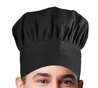 Mezeic Unisex Adult Chef Hat Adjustable Kitchen Cooking Caps with Elastic Band Pizza Bread Bakers Hat for Men Women (Black,Regular)