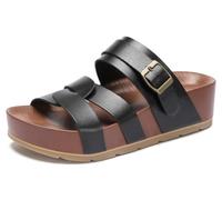 Mezent Platform Sandals Women - Strappy Wedges Comfortable, Black, 2.5 UK