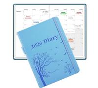 Mezere 2026 Diary A5 Page a Day Diary 2026 Day Per Page with Time,12 Month Full Year Daily Planner from Jan. 2026 to Dec. 2026 Hardcover Organiser Journal Notebook with Monthly Overview (Sky Blue)