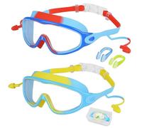 Mezere Swimming Goggles Kids 6-14 Girls Swimming Goggles for Kids Swim Goggles 2 Pack Wide Vision Childrens Goggle for Boys,No Leaking, Anti Fog, UV Protection Nose Clip & Earplugs