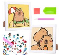 MEZHEN Capybara Diamond Painting Kit - 2 Piece Animal Art Craft Set for Kids Aged 6-12, Non-Foldable