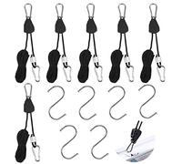 MEZOOM Rope Ratchet, 6 pieces 1/8 inch Ratchet Rope Hooks Adjustable Rope Hanger for Grow Room Equipment Plant Fan Filter Plants-Loose-Proof Design, Maximum Capacity Up to 150lbs