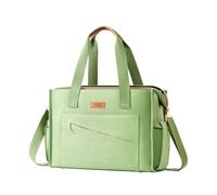 MeZQ Canvas Tote Bag for Women, 16-Pocket Work Laptop Tote with Zipper | 16 pockets, structured shape, metal feet, luggage sleeve and padded strap; polished for office work, teaching and nursing