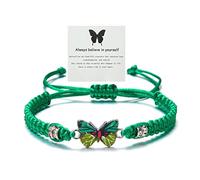 Meztole Always Believe in Yourself Butterfly Bracelet Cute Butterfly Charm Bracelets for Women Adjustable Braided Rope Butterfly Bracelet Lucky Butterfly Friendship Matching Bracelet, adjustable,